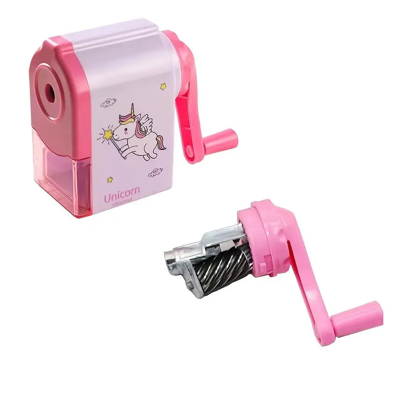 Manual Hand Crank Pencil Sharpener - Cartoon Design