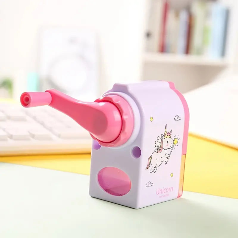 Manual Hand Crank Pencil Sharpener - Cartoon Design