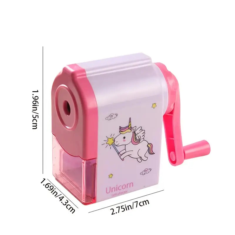 Manual Hand Crank Pencil Sharpener - Cartoon Design