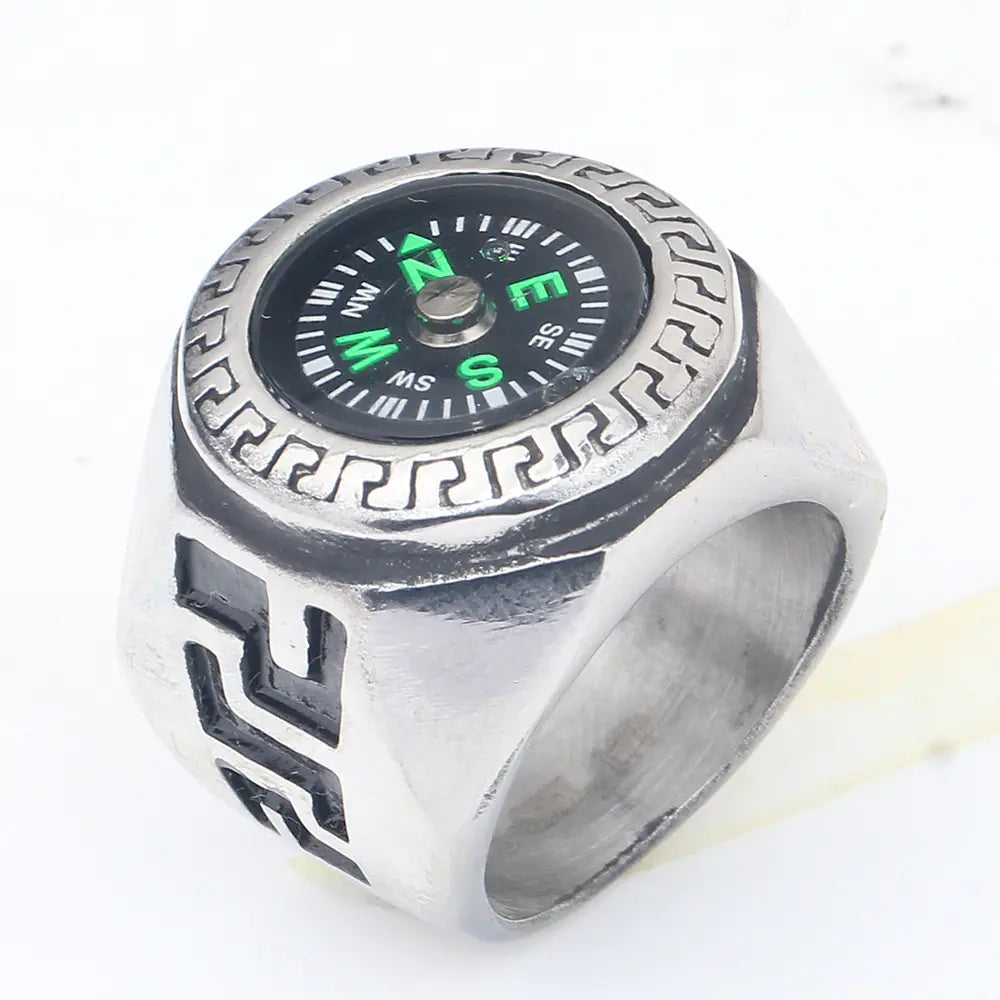 Personalized Men's Titanium Steel Compass Ring