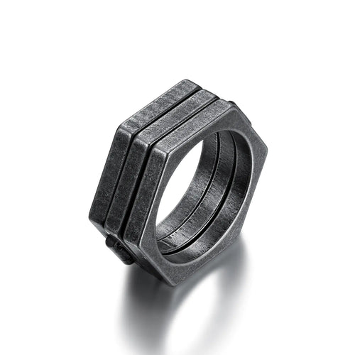 Multilateral Minimalist Retro Titanium Steel Ring