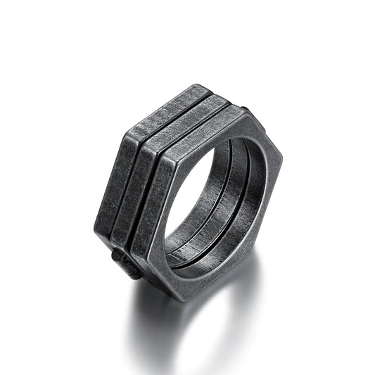 Multilateral Minimalist Retro Titanium Steel Ring