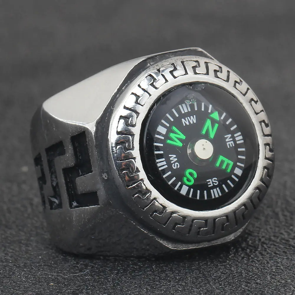 Personalized Men's Titanium Steel Compass Ring